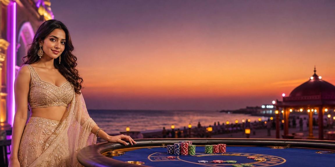 Young players enjoying casino games at Chennai Marina Beach during evening